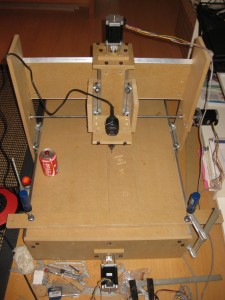 CNC router assembled. Coke can for size.
